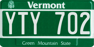 VT license plate YTY702