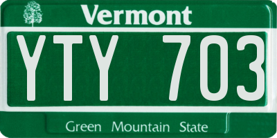 VT license plate YTY703
