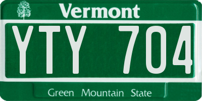 VT license plate YTY704