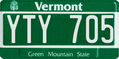 VT license plate YTY705