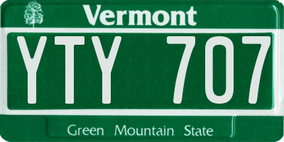 VT license plate YTY707
