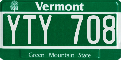 VT license plate YTY708