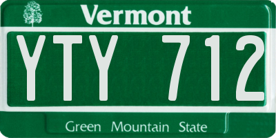 VT license plate YTY712
