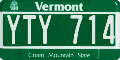 VT license plate YTY714