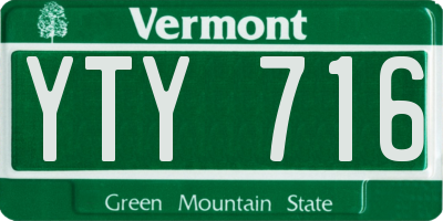 VT license plate YTY716