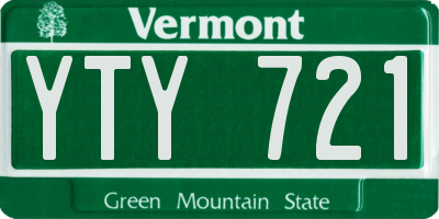VT license plate YTY721