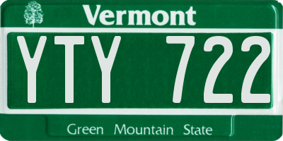 VT license plate YTY722