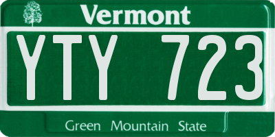 VT license plate YTY723