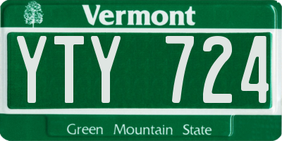VT license plate YTY724