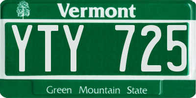 VT license plate YTY725