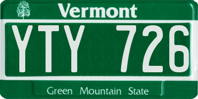 VT license plate YTY726