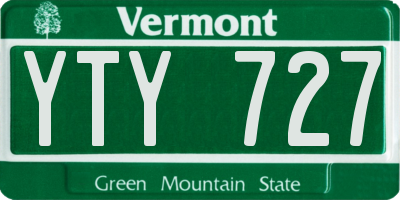 VT license plate YTY727