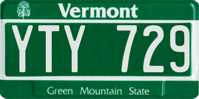 VT license plate YTY729