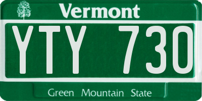 VT license plate YTY730