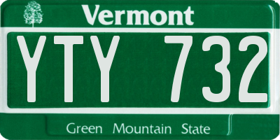 VT license plate YTY732