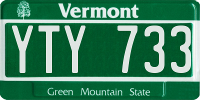 VT license plate YTY733