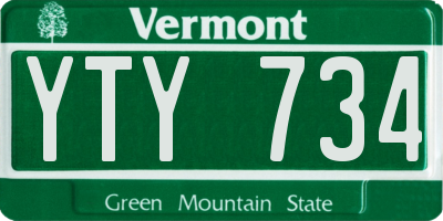 VT license plate YTY734