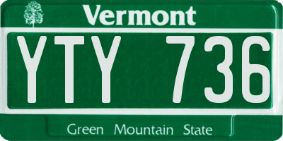 VT license plate YTY736