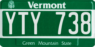 VT license plate YTY738