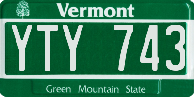 VT license plate YTY743