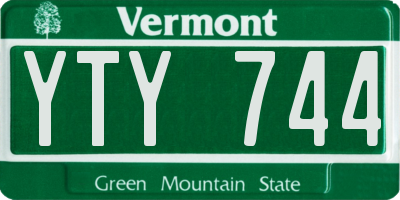 VT license plate YTY744