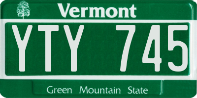VT license plate YTY745