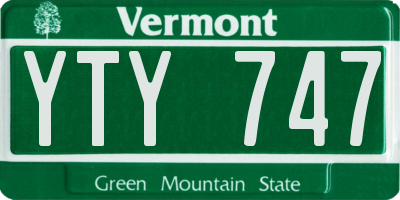 VT license plate YTY747