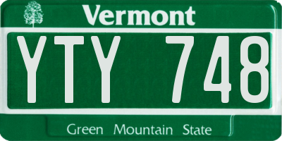 VT license plate YTY748