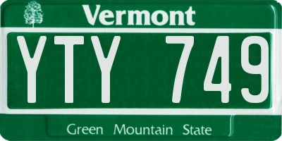 VT license plate YTY749