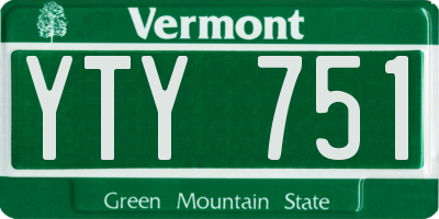 VT license plate YTY751