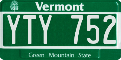 VT license plate YTY752
