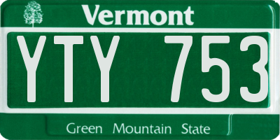 VT license plate YTY753