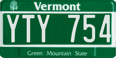 VT license plate YTY754