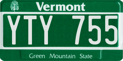 VT license plate YTY755