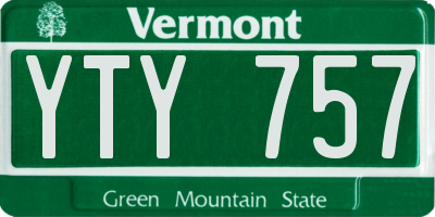 VT license plate YTY757