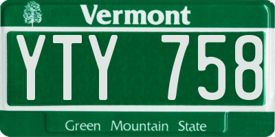 VT license plate YTY758