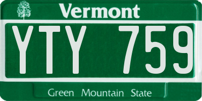 VT license plate YTY759