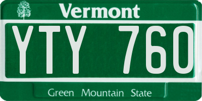VT license plate YTY760