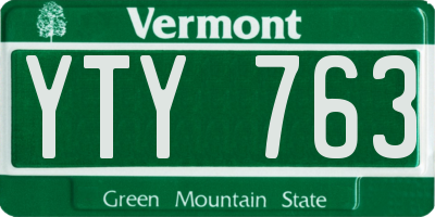 VT license plate YTY763