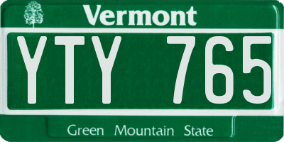 VT license plate YTY765