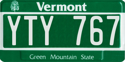 VT license plate YTY767