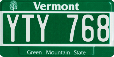 VT license plate YTY768