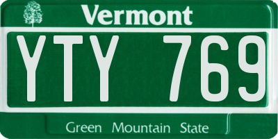 VT license plate YTY769