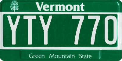 VT license plate YTY770