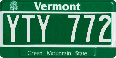 VT license plate YTY772