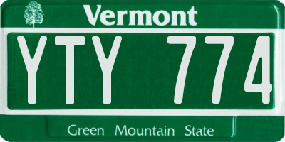 VT license plate YTY774