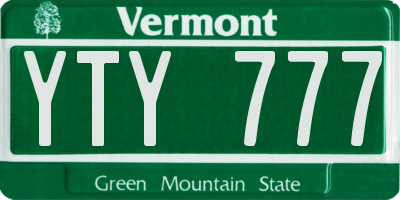VT license plate YTY777