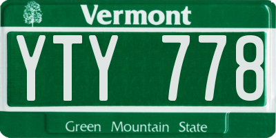 VT license plate YTY778