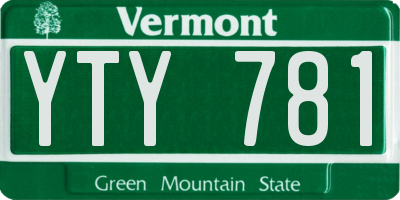VT license plate YTY781