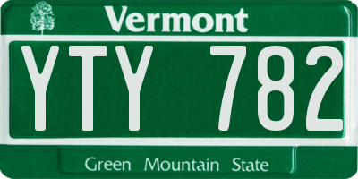 VT license plate YTY782